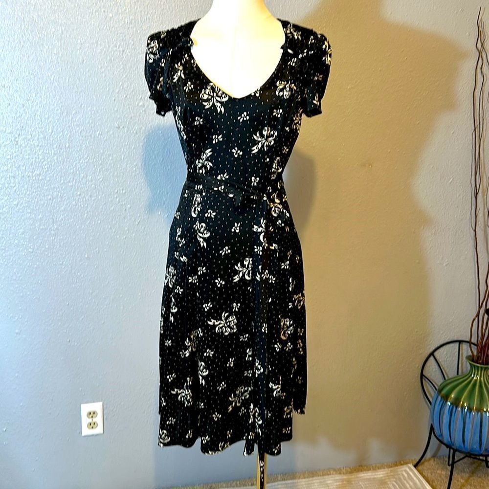 Betsy Johnson women’s fit and flare polka dot bow print dress size 6